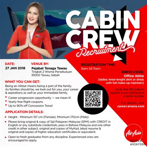 Many airlines require cabin staff to live within close proximity of a particular airport. AirAsia Cabin Crew Walk-in Interview Tawau (January 2018 ...