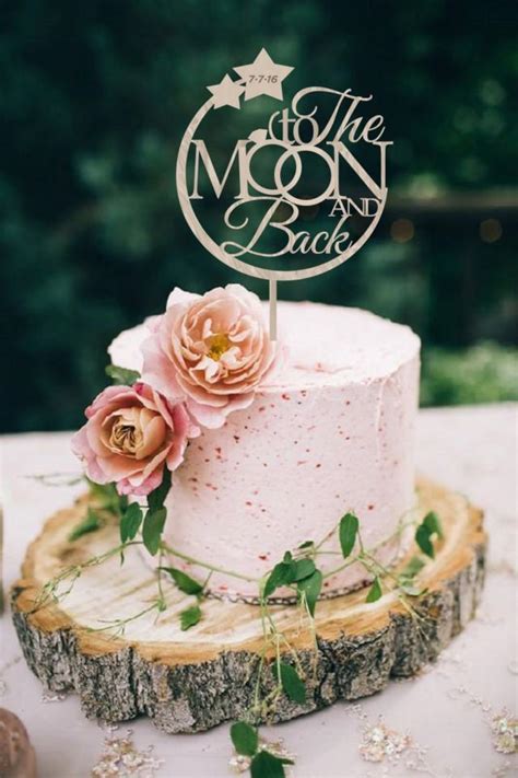 Wedding cake topper black bride groom mr mrs baby cat dogs cake toppers wedding engagement party cake decoration party favors. Wedding Cake Topper To The Moon And Back Rustic Custom ...