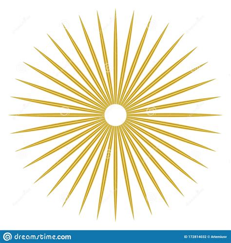 Abstract Golden Sunburst On White Background Vintage Sun Burst Design