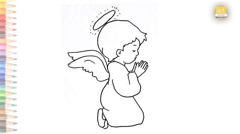 Little Angel Praying Drawing Easy How To Draw Little Angel Step By