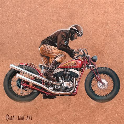 Painting Of The Legendary 1929 Indian Scout Vintage Motorcycle Modified