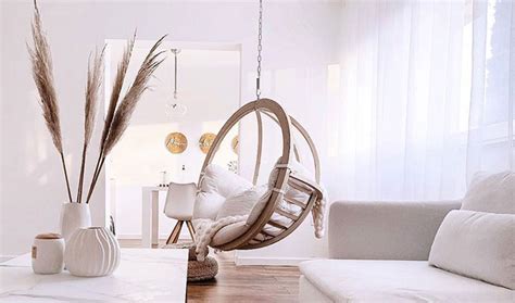 Ava shows you how to make an awesome hanging chair!! Ceiling-Chair-in-living-room-natural-white-gold-wooden ...