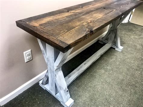 Rustic Console Table Farmhouse Pedestal Entryway Table With Dark