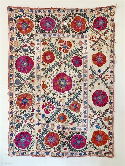 A Beautiful Antique Uzbek Silk Suzani From 3rd Quarter Of The 19th Century Rural Bukhara It Has