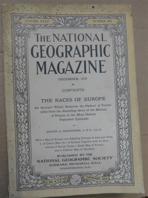 National Geographic Magazine Dec1918 Races Of Europe With Map 999