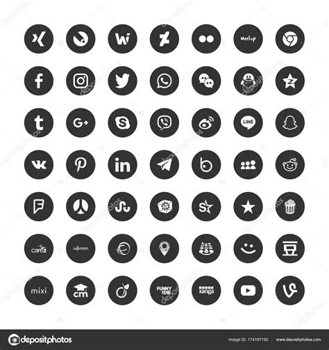 Set Simple Social Media Icons White Background Stock Vector Image By
