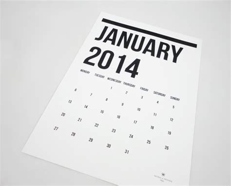 Modern And Minimal Downloadable Calendars For 2014 — Design Hunter