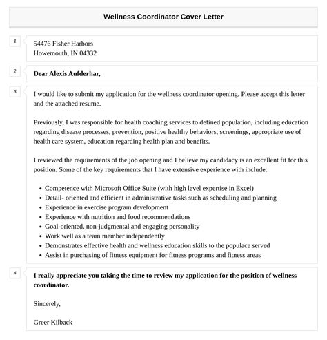 Wellness Coordinator Cover Letter Velvet Jobs