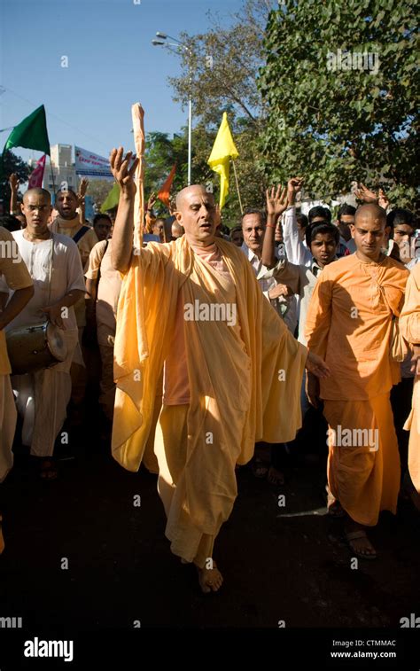 Hare Krishna Guru Radhanath Swami Leading A Dancing Procession Of