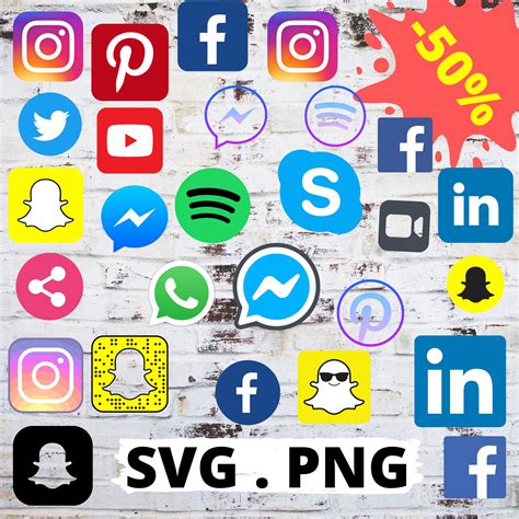 Social Media Icons Svg File Social Media Clipart Bundle Svg For Cricut