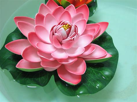 Usongs 17cm Pink Water Floating Pvc Foam Artificial Lotus Flower Real