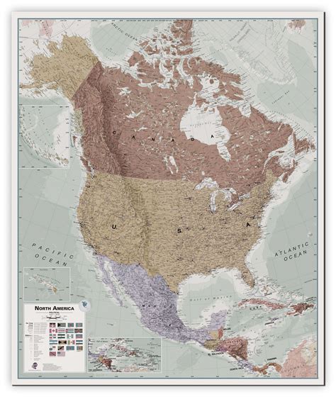Wall Map Of North America Large Laminated Political Map Gambaran