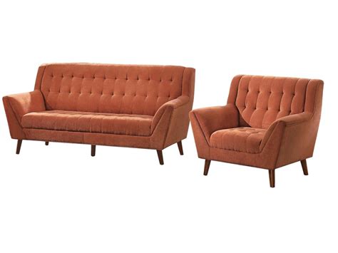 The essex sofa in cacau top grain genuine leather by modloft black has a a stylish modern look with a low with fine stitching details, the essex sofa is a perfecty executed design that will make a fine. Essex 2PC Sofa & Chair in Orange Fabric - Furniture
