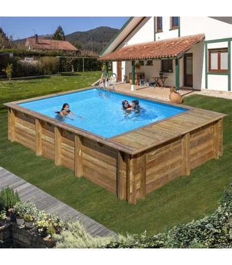 Piscina Elevada De Madera Rectangular Evora Plus 620x420x136 Cm Gre 800009