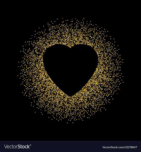 Black Abstract Background With Gold Glitter Heart Vector Image Black