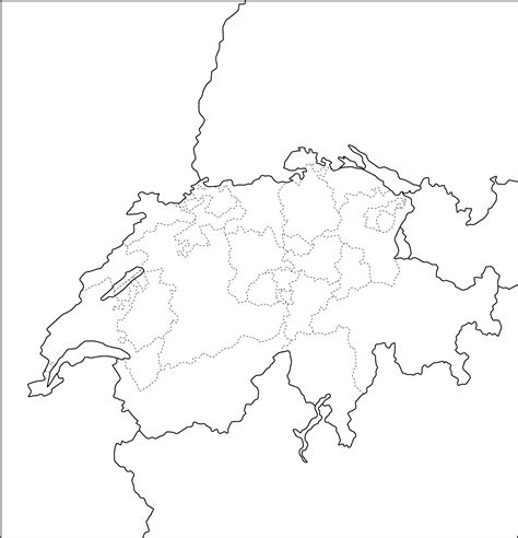 Esquema Negro Mapa Pol Tico De Suiza Divisiones Administrativas The