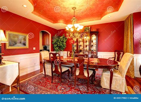 Luxury Dining Room In Bright Red Color Stock Photo Image 43517982