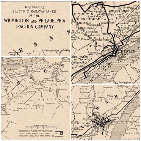 Wilmington And Philadelphia Electric Railway Map 1913 Unframed Print