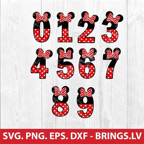 Minnie Mouse Numbers Svg And Dxf Cut Files For Cricut And Silhouette
