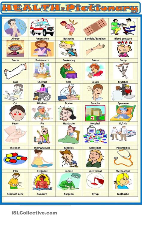 Pictionary is a trademarked word that combines the concept of pictures with dictionary. the aim of the game is to guess words from pictures. Health :pictionary | Pictionary, Words related to health