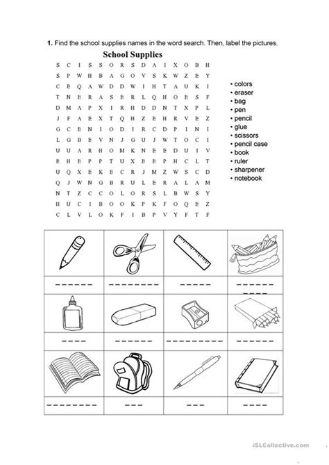 School Supplies English Esl Worksheets For Distance