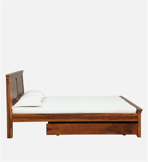 Stanfield Solid Wood Queen Size Bed With Drawer Storage In Honey Oak