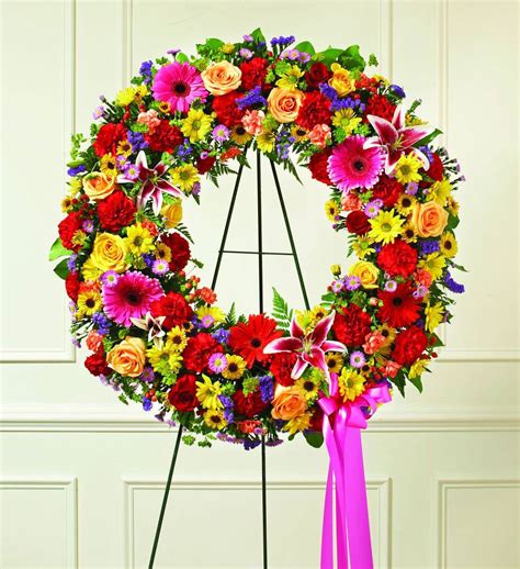 colorful sympathy wreath avas flowers