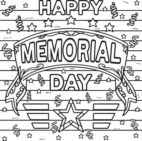 Happy Memorial Day Coloring Page For Kids 19977921 Vector Art At Vecteezy