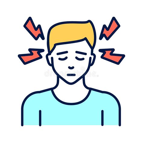Headache Line Color Icon Allergy Symptom Colds Flu Pictogram For