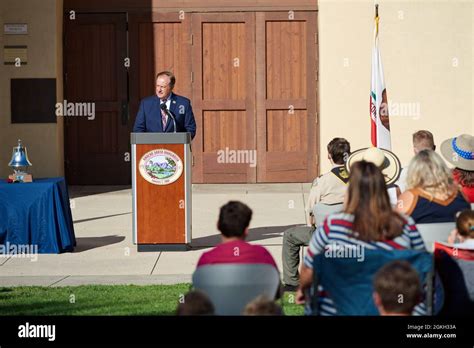 Rancho Santa Margarita Mayor speaking on Patriot Day 911 2021 Stock