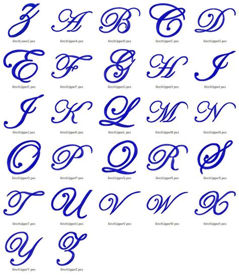 Large Edwardian Script Machine Embroidery Font Alphabet 3 | Etsy