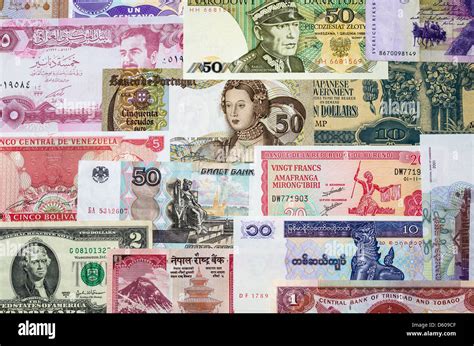 International Currency With Banknotes From Different World Countries
