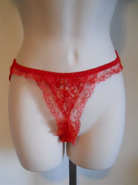 red lace bikini panties ~ sheer red lace hi cut open … gem