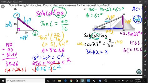 Geometry Unit 8 Day 4 Solving Right Triangles Using Inverse Trig