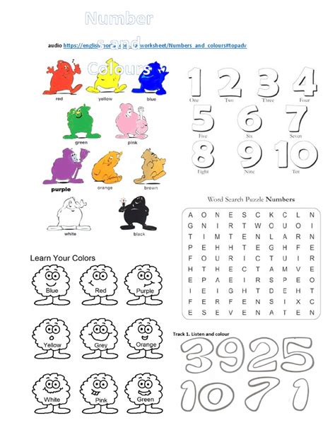 Numbers And Colours Worksheet Pdf