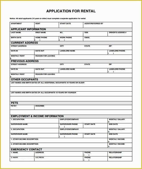 Apartment Rental Application Template Free Of Rental Application 18