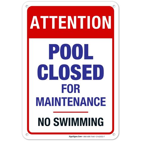 Pool Closed For Maintenance No Swimming Sign Pool Sign