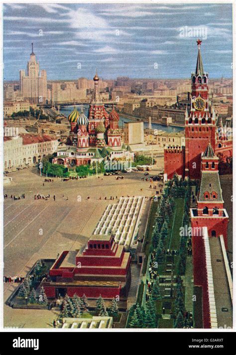 Aerial View Of Red Square Moscow Russia During The Soviet Era Stock