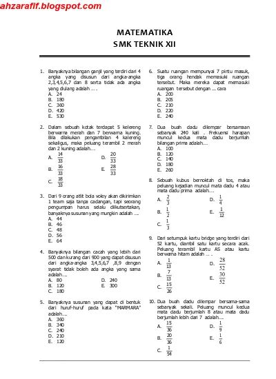 Soal Try Out Kelas Semua Pelajaran Dunia Belajar