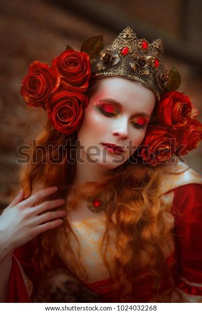 Woman Red Medieval Dress Stock Photo 1024032268 Shutterstock