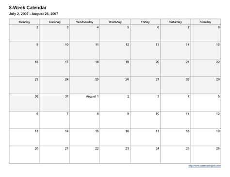 Beautiful 8 Week Calendar Printable Calendar 2021