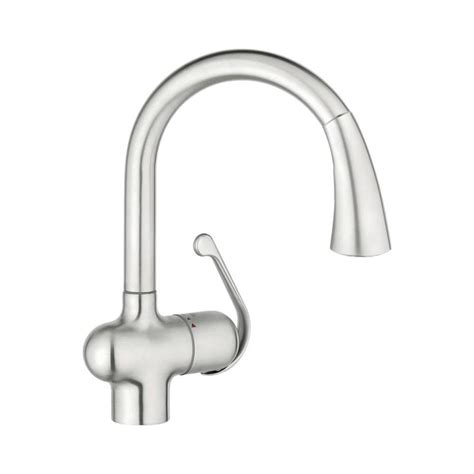 Grohe Ladylux Realsteel 1 Handle Pull Down Kitchen Faucet At