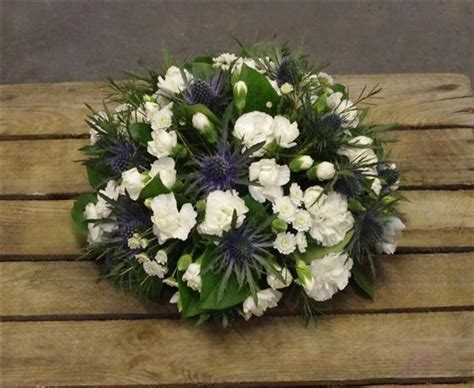 Classic White And Blue Posy Funeral Flowers White Roding