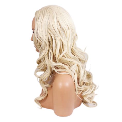 ladies 3 4 half wig swedish blonde wavy 22 heat resistant synthetic hair ebay