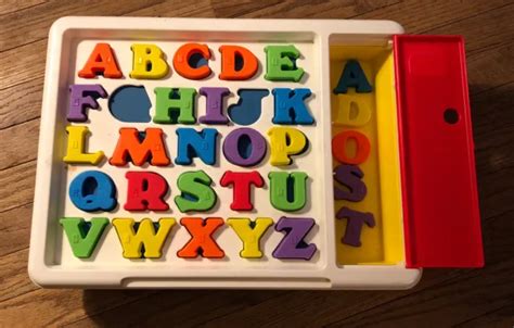 Vintage Playskool Magnetic Alphabet Board 29 Mag Letters W Braille