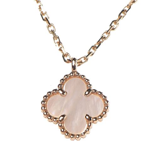 Van Cleef And Arpels 18k Yellow Gold Mother Of Pearl Sweet Alhambra Pendant Necklace 299420