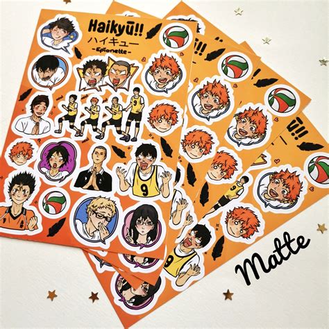 Haikyuu Stickers 16pcs Glossy Or Matte Vinyl Sticker Sheet Etsy