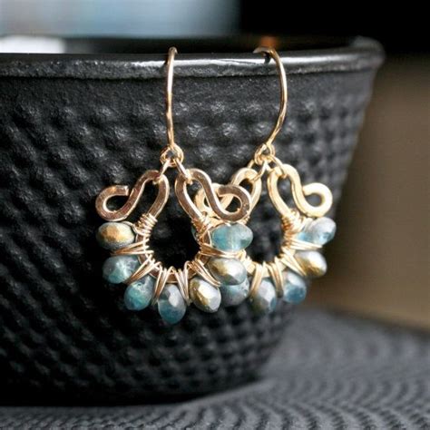 Handmade Teal Dangle Earrings Czech Glass Beads K Gold Etsy Czech