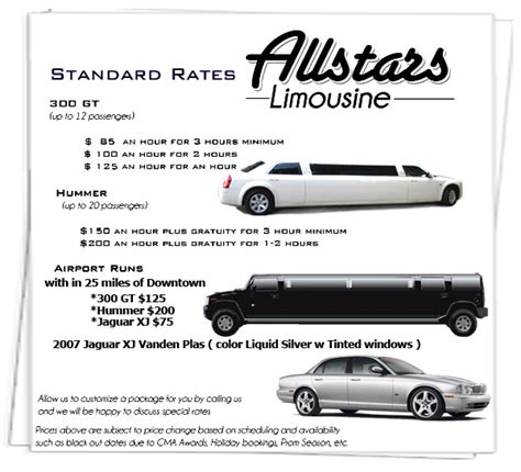 Affordable Limo Rates Allstars Limousine
