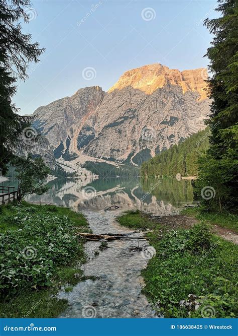 Vertical Beautiful Shot Of Fanes Sennes Prags Nature Park Italy Stock